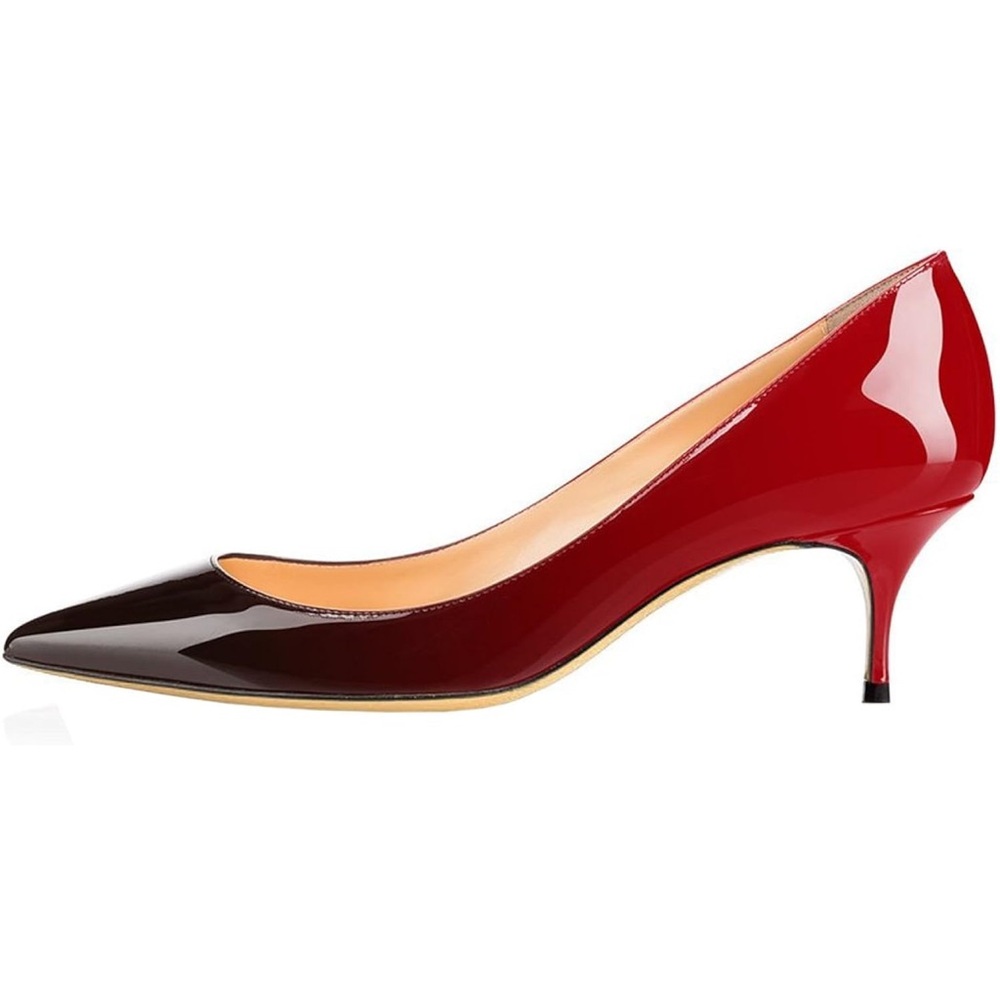 ❤️ Elegant Red and Black Patent Leather Pumps. - Picture 2 of 12